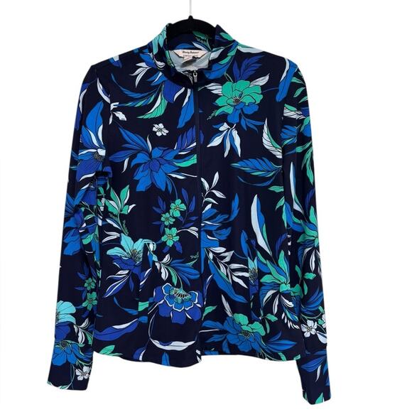 Tommy Bahama UPF 50+ Full Zip Golf Jacket in Blue and Green Floral - Size M - Picture 3 of 8